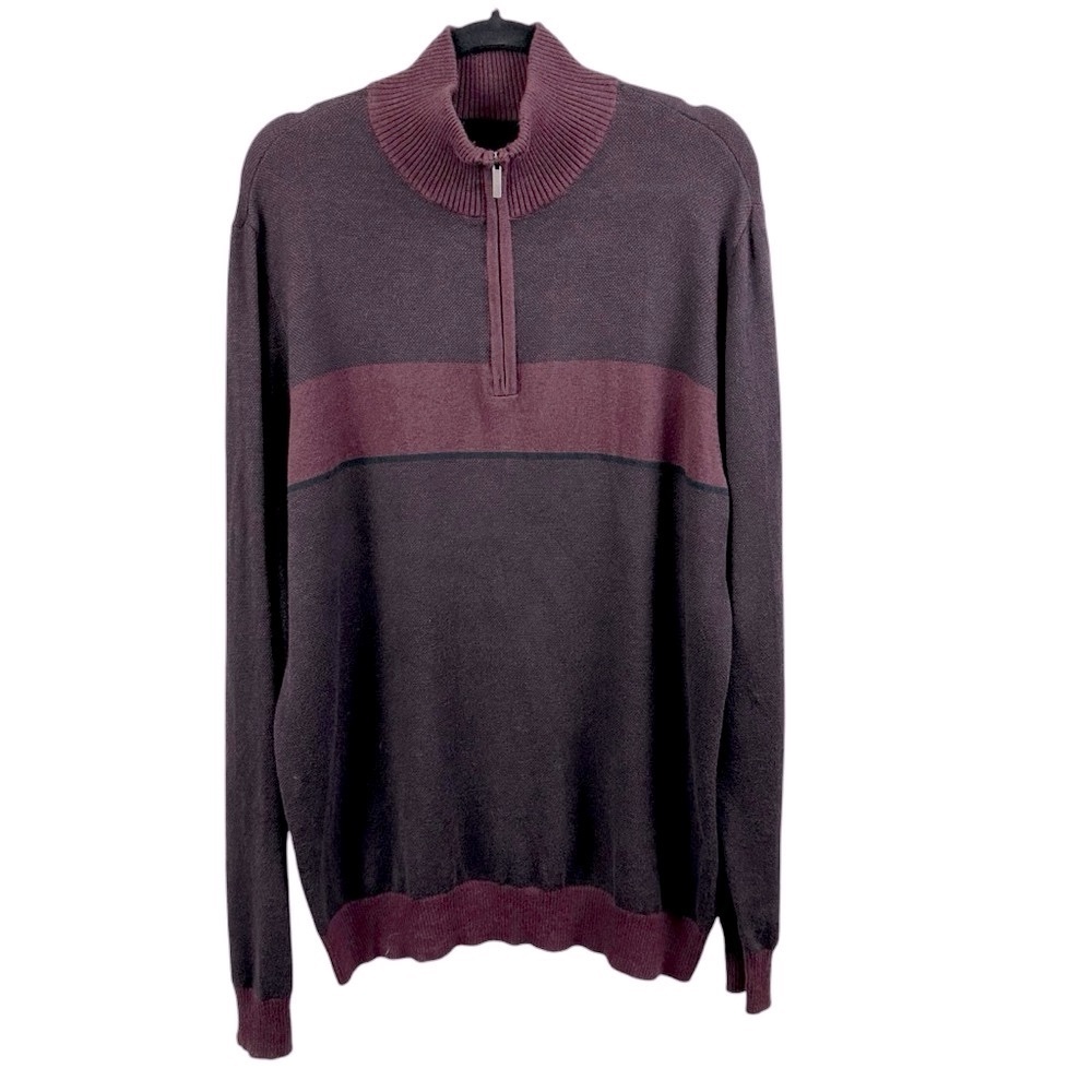 Fairlane Cashmere Cotton Blend Maroon Purple 1/4 Zip Sweater Men’s Large (L)